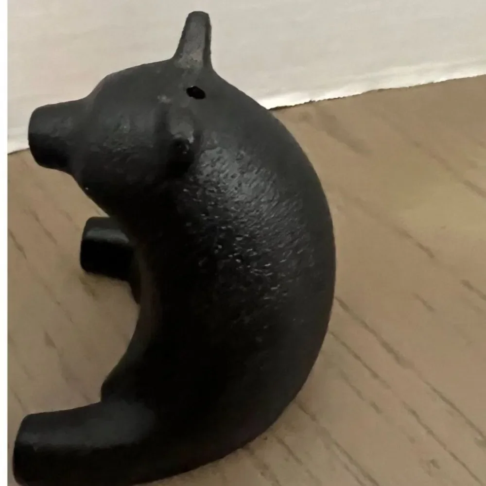 West Elm Bear Salt & Pepper Shakers Cast Iron & Wood New